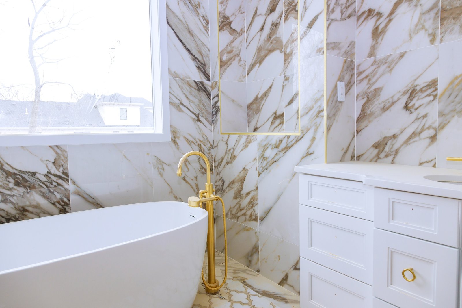 Contemporary master bathroom during renovation